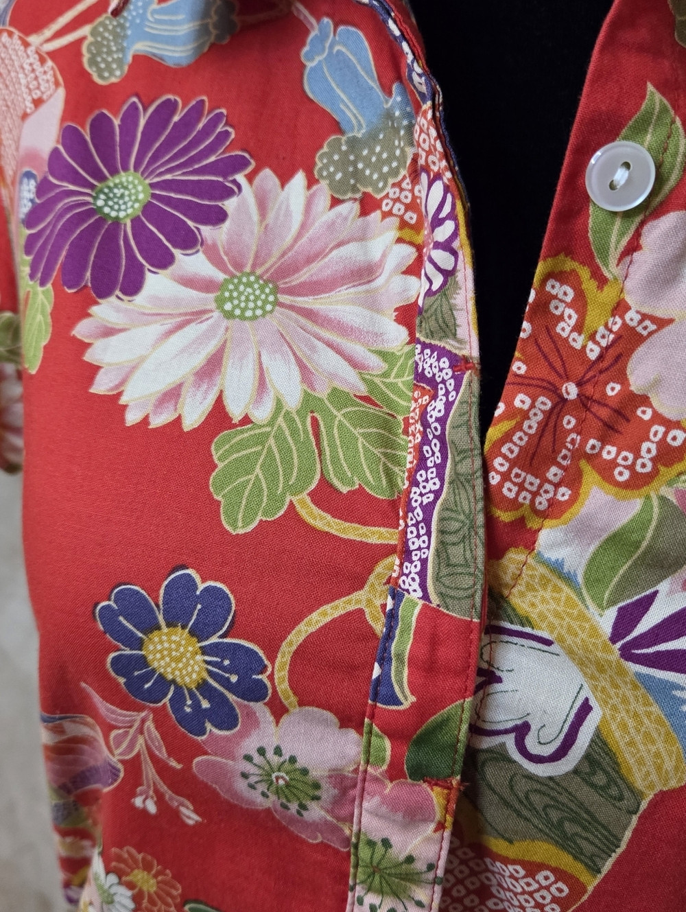 Takeo Kikuchi Floral Button Up Shirt Size 1 Red Japanese Designer - Picture 8 of 8